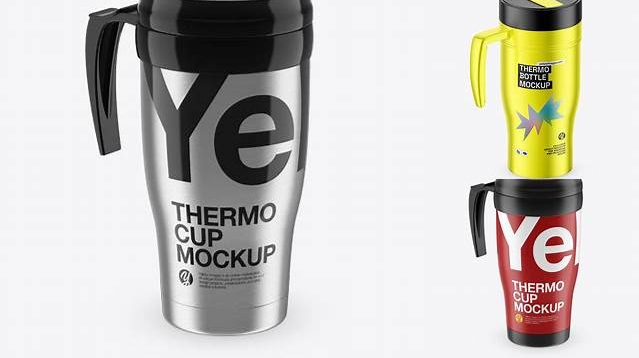 9833+ Steel Thermo Cup PSD Mockup High-Angle Shot Elegant PSD Mockup