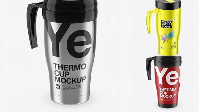 9833+ Steel Thermo Cup PSD Mockup High-Angle Shot Elegant PSD Mockup