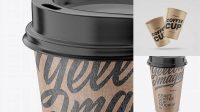 9835+ Kraft Coffee Cup PSD Mockup Front View High-Angle Shot Fully Layered Photoshop Freebie