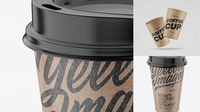 9835+ Kraft Coffee Cup PSD Mockup Front View High-Angle Shot Fully Layered Photoshop Freebie