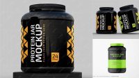 9836+ Glossy Protein Jar PSD Mockup High-Angle Shot Exclusive Digital PSD Resource