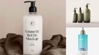 984+ Glossy Cosmetic Bottle with Pump PSD Mockup Fully Layered PSD Freebie