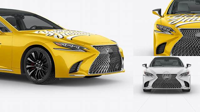 9842+ Lexus LS 500 PSD Mockup Front View Advanced Photoshop Design Free