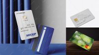 9842+ Metal Credit Card PSD Mockup High-Angle Shot Mockup PSD Free Download