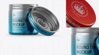 9848+ 50ml Open Metallic Round Tin Box PSD Mockup Front View Free Editable Photoshop Template