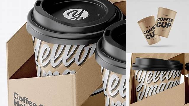 9848+ Kraft Coffee Cup Holder with Kraft Cups PSD Mockup Downloadable PSD Design Template