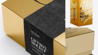 9848+ Metallic Three Boxes PSD Mockup Half Side View High-Angle Shot Creative Digital PSD Download