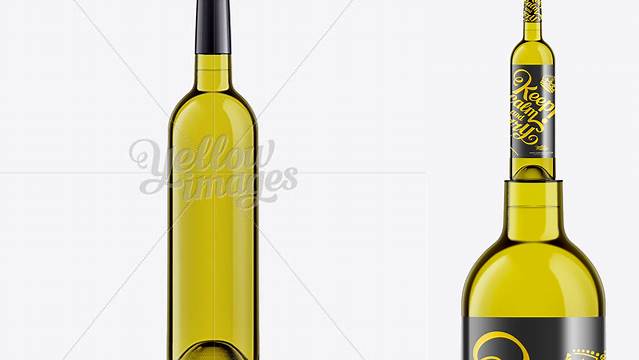 9850+ Dead Leaf Green Glass Wine Bottle With White Wine 750ml Creative and Modern PSD Freebie