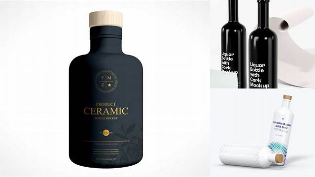 9852+ Ceramic Bottle With Wooden Cork PSD Mockup Free Graphic Design Resource