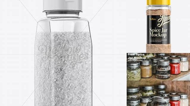 9853+ Spice Jar with Salt PSD Mockup Halfside View Smart PNG Image