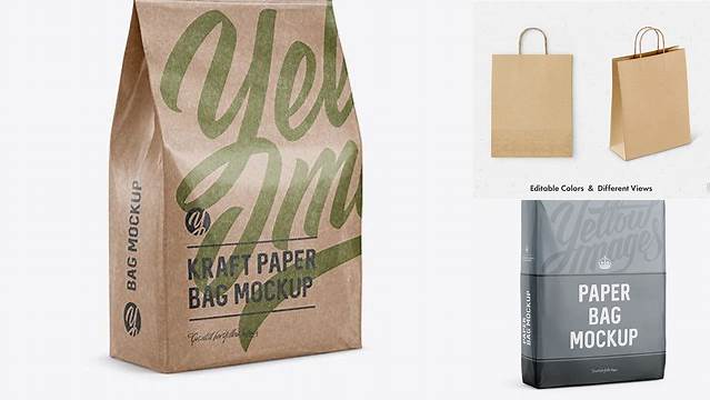 9857+ Stitched Paper Bag PSD Mockup Halfside View Exclusive Free PSD Mockups