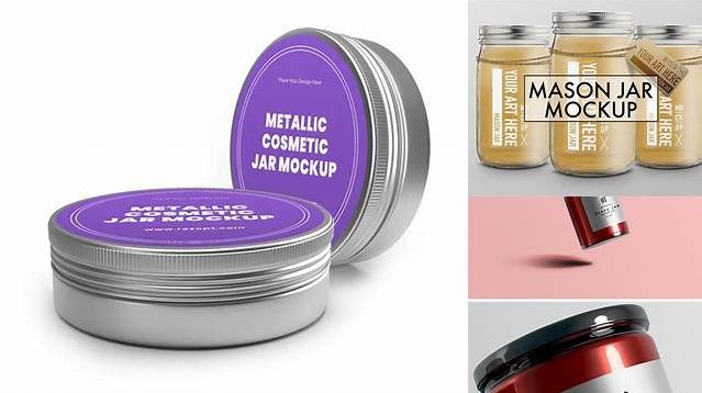 9859+ Double Wall Metallic Jar PSD Mockup Fully Editable PSD Template