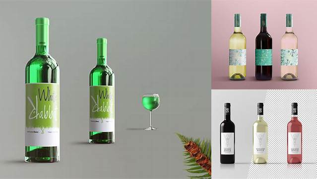 986+ Antique Green Glass Bottle With Red Wine PSD Mockup Photoshop PSD Free for Designers