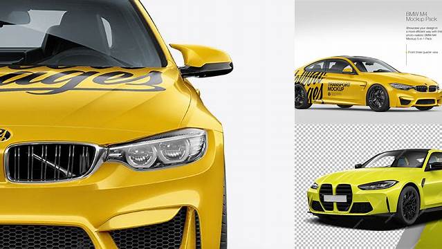 9866+ BMW M4 PSD Mockup Front View Elegant and Versatile PSD Resource