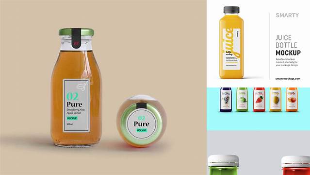 9870+ Glass Bottle with Aloe Juice PSD Mockup Versatile and Elegant PSD File