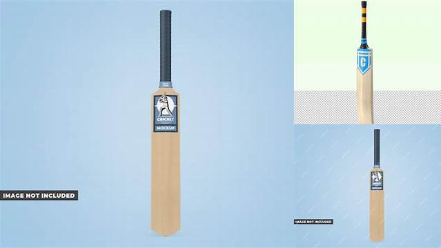 9872+ Cricket Bat PSD Mockup Front Smart Object-Based PSD Template Free