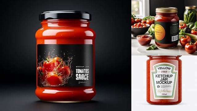 9876+ Tomato Sauce Jar Mockup Free Creative and Modern PSD Freebie