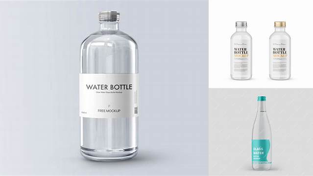 988+ 500ml Clear Glass Water Bottle PSD Mockup High-End Creative PSD Template