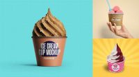 988+ Ice Cream Cup PSD Mockup Front View High-Angle Shot Free Stylish PSD for Graphic Designers