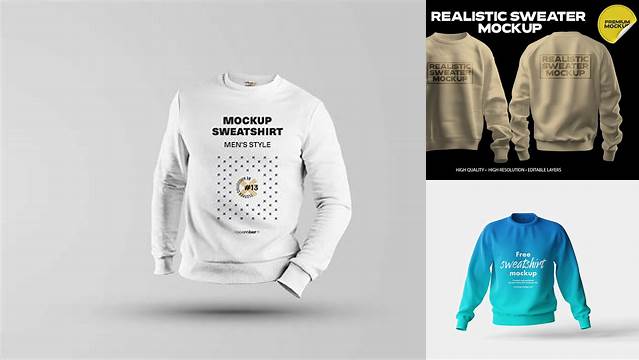 9883+ Sweatshirt PSD Mockup Front View Smart Object-Based PSD Template Free