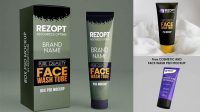 9884+ Face Wash Tube Mockup Smart Object PSD Template