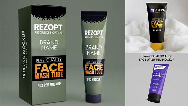 9884+ Face Wash Tube Mockup Smart Object PSD Template