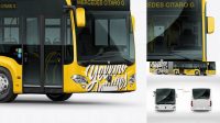 9889+ Mercedes-Benz Citaro G Bus PSD Mockup Half Side View Creative Layered Mockup Freebie