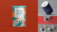 989+ Round Tin Can PSD Mockup High-Angle Shot Free Graphic Mockup PSD