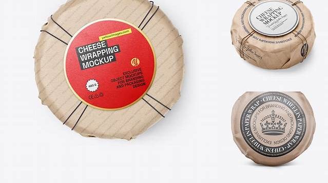 9893+ Cheese Wheel Wrapped In Kraft Paper PSD Mockup Custom Mockup PSD for Free