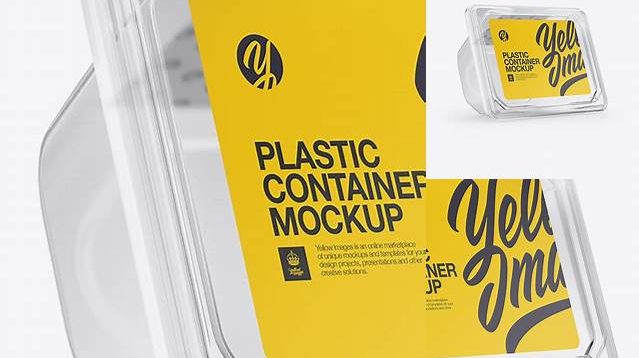 9894+ Transparent Plastic Container PSD Mockup Front Half Side View Versatile and Elegant PSD File