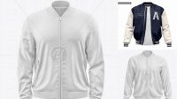 9897+ Men's Zipped Bomber Jacket PSD Mockup Back Half-Side View Fully Layered PSD Freebie