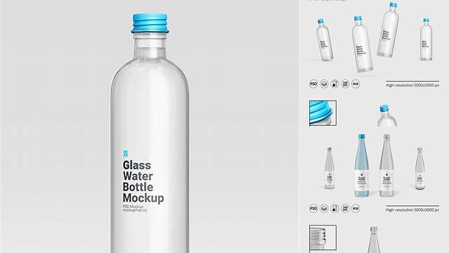 9897+ Red Glass Water Bottle PSD Mockup Free Mockup PSD Template