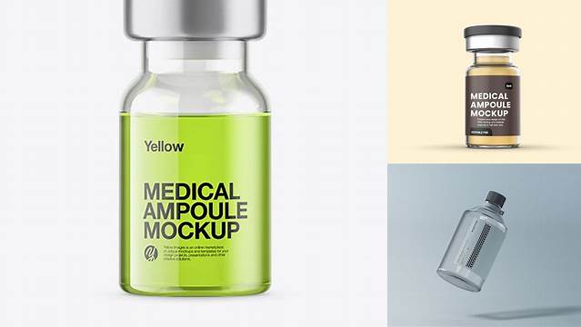 9900+ Clear Glass Medical Ampoule PSD Mockup Free Mockup PSD Template