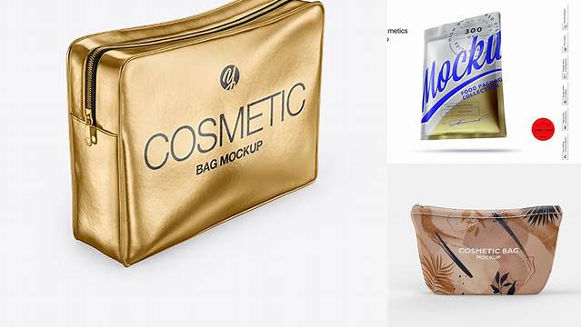 9901+ Metallic Cosmetic Bag PSD Mockup High-Quality PSD Files