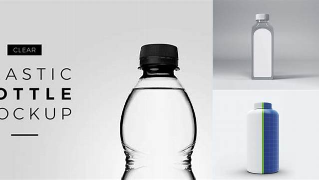 9906+ Plastic Bottle With Transparent Cap PSD Mockup Front View Customizable Layered Design PSD