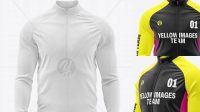 9909+ Men's Full-Zip Cycling Jersey With Long Sleeve PSD Mockup Back View Free Mockup Templates