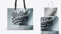 9910+ Metallic Bag with Raised Up Handles PSD Mockup Front & Top Views Free Graphic Design Mockup File