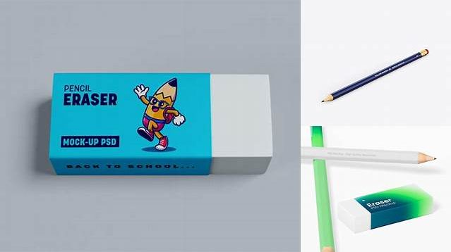 9911+ Round Pencil with Eraser PSD Mockup Advanced and Editable PSD Template Free