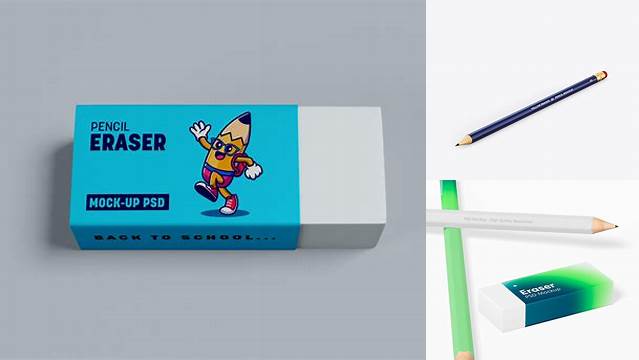 9911+ Round Pencil with Eraser PSD Mockup Advanced and Editable PSD Template Free