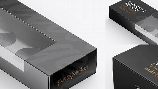 9912+ Display Box with Packs PSD Mockup Half Side View High-Angle Shot Free Design Resource