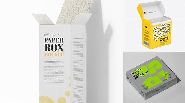 9915+ Opened Tea Paper Box PSD Mockup Half Side View Premium Design Freebie