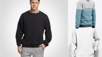 9916+ Men's Heather Crew Neck Sweatshirt Back View Editable and Customizable PSD