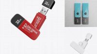 9916+ Two Matte USB Flash Drives PSD Mockup Easy-to-Use PSD Template