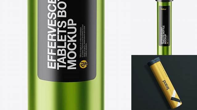 9919+ Metallic Effervescent Tablets Bottle PSD Mockup Digital Download