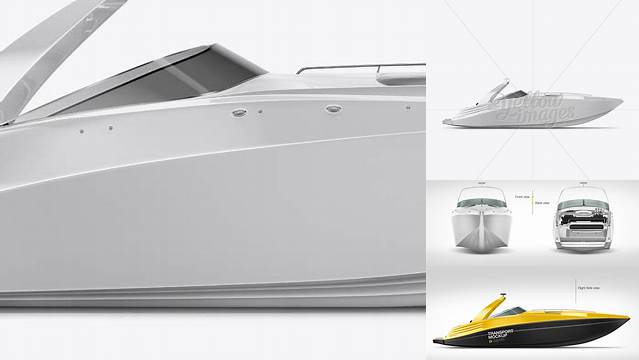 9919+ Sea Chaser Sport Boat PSD Mockup Right Side View Elegant PSD Mockup