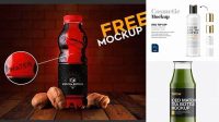 992+ Black Tea Bottle PSD Mockup Front View Modern Photoshop Resource