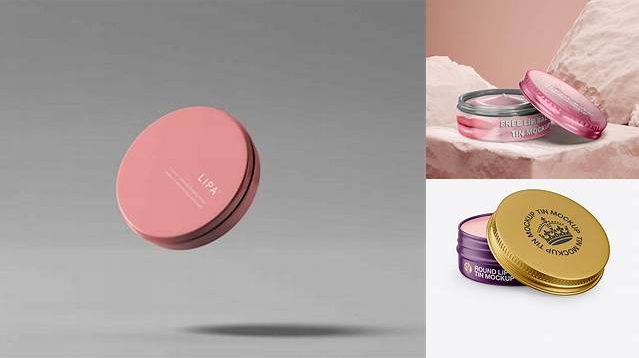 992+ Matte Lip Balm Tin With Matte Box PSD Mockup Halfside View Stylish PSD for Free