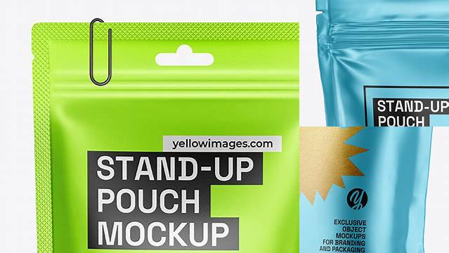 992+ Matte Metallic Stand-up Pouch PSD Mockup Versatile Photoshop File