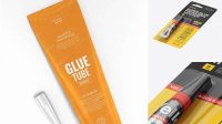 9923+ Super Glue Metal Tube Package PSD Mockup Halfside View Free Mockup Templates