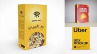 9926+ Cereal Box PSD Mockup 70° Angle Front View Eye-Level Shot Free Downloadable PSD